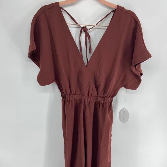 Bishop + Young Cameron Burnt Orange v neck short sleeve jumpsuit NWT Womens XS - Picture 2 of 8